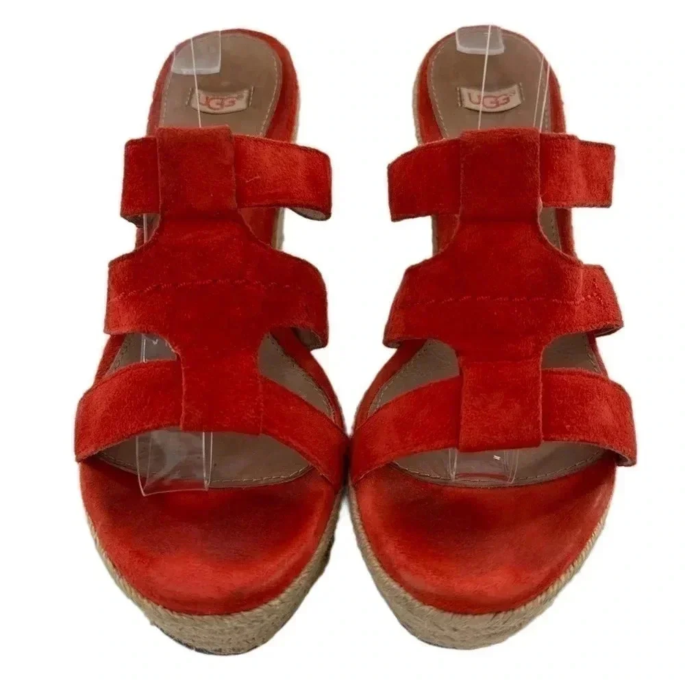 Ugg sandals Tawnie size 7 38 burnt orange suede  Espadrille Platforms wedges